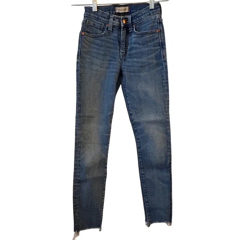 Madewell 9 High Rise‎ Skinny Crop Jeans Size 23 Raw Hem Blue Denim